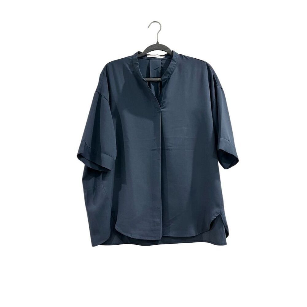 American Holic Women's Oversized Blouse Navy Blue Size Large